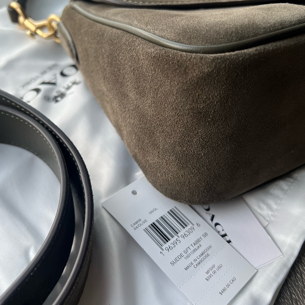 Coach Soft Tabby in Olive Suede - Picture 4 of 12